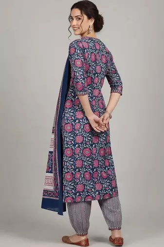 tailored women printed kurta with patiala with dupatta