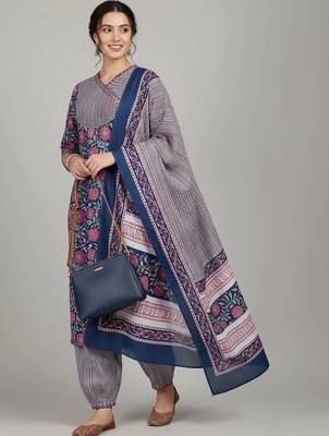 tailored women printed kurta with patiala with dupatta 3
