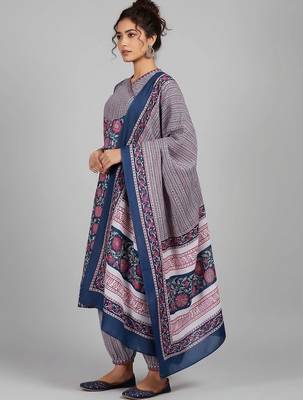 tailored women printed kurta with patiala with dupatta 4