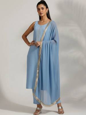 everyday workwear women kurta with trousers with dupatta 1