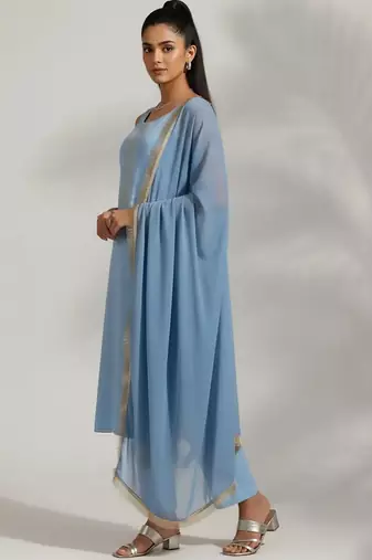 everyday workwear women kurta with trousers with dupatta