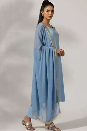 everyday workwear women kurta with trousers with dupatta