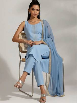 everyday workwear women kurta with trousers with dupatta 6
