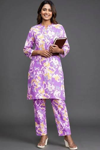 formal women printed kurta with trousers
