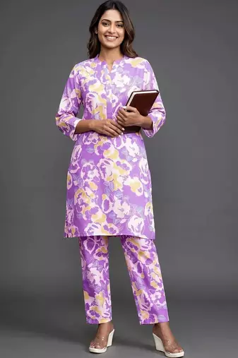 formal women printed kurta with trousers