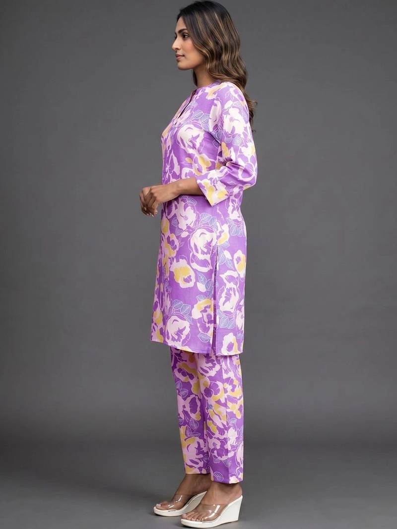 formal women printed kurta with trousers