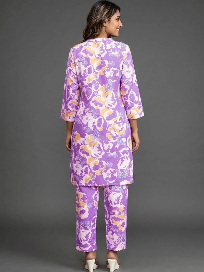 formal women printed kurta with trousers