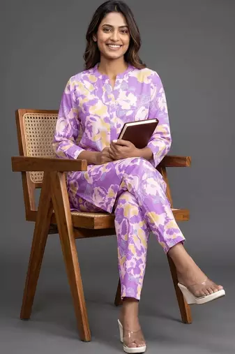 formal women printed kurta with trousers