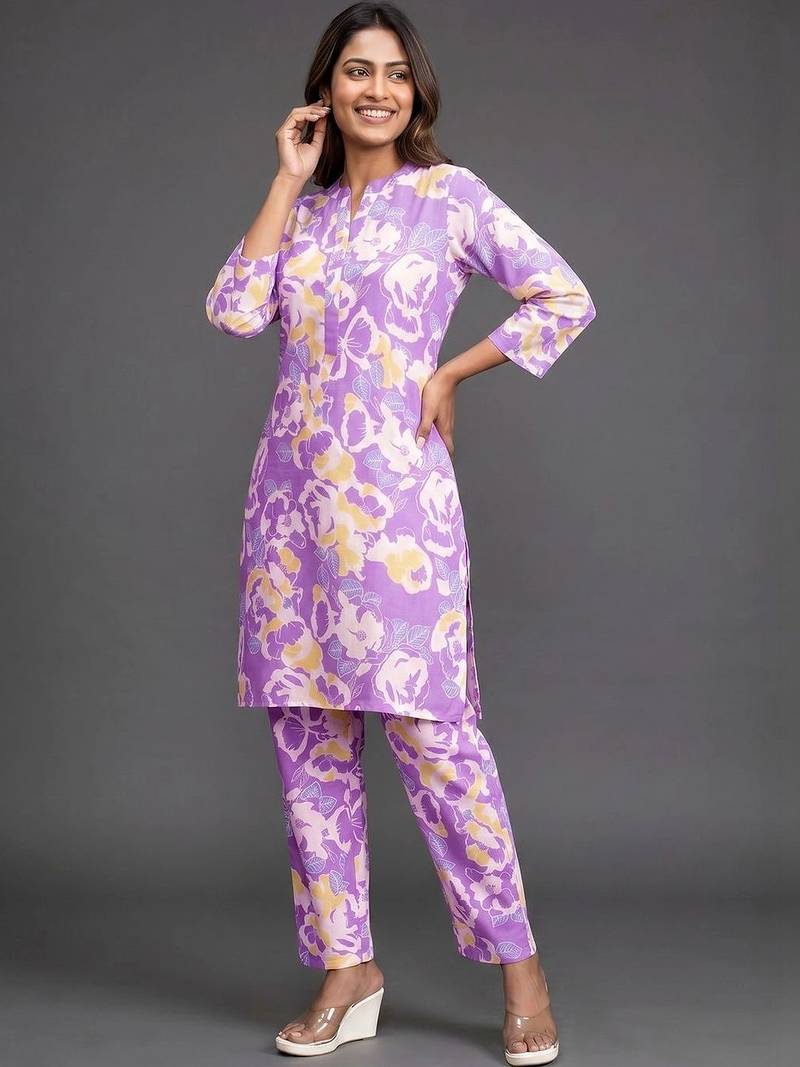 formal women printed kurta with trousers