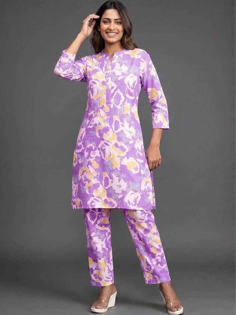 formal women printed kurta with trousers
