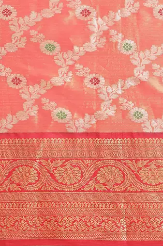 orange orange woven design zari silk blend banarasi saree