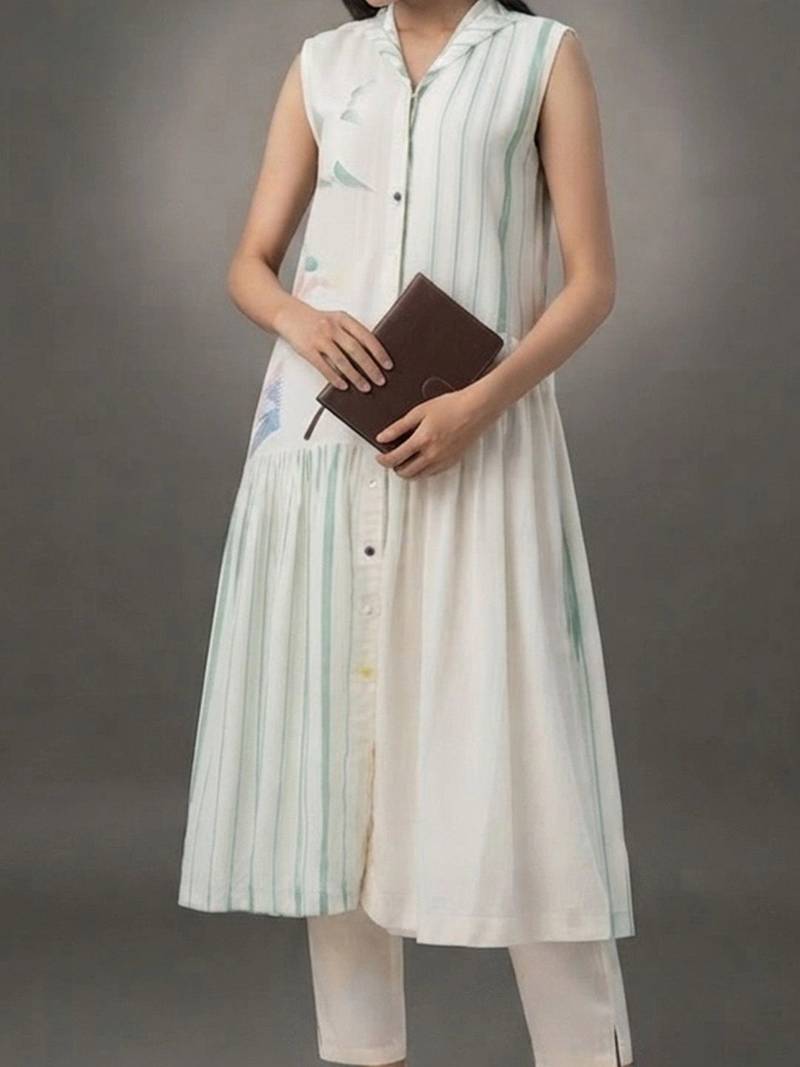 workwear women striped kurta with trousers