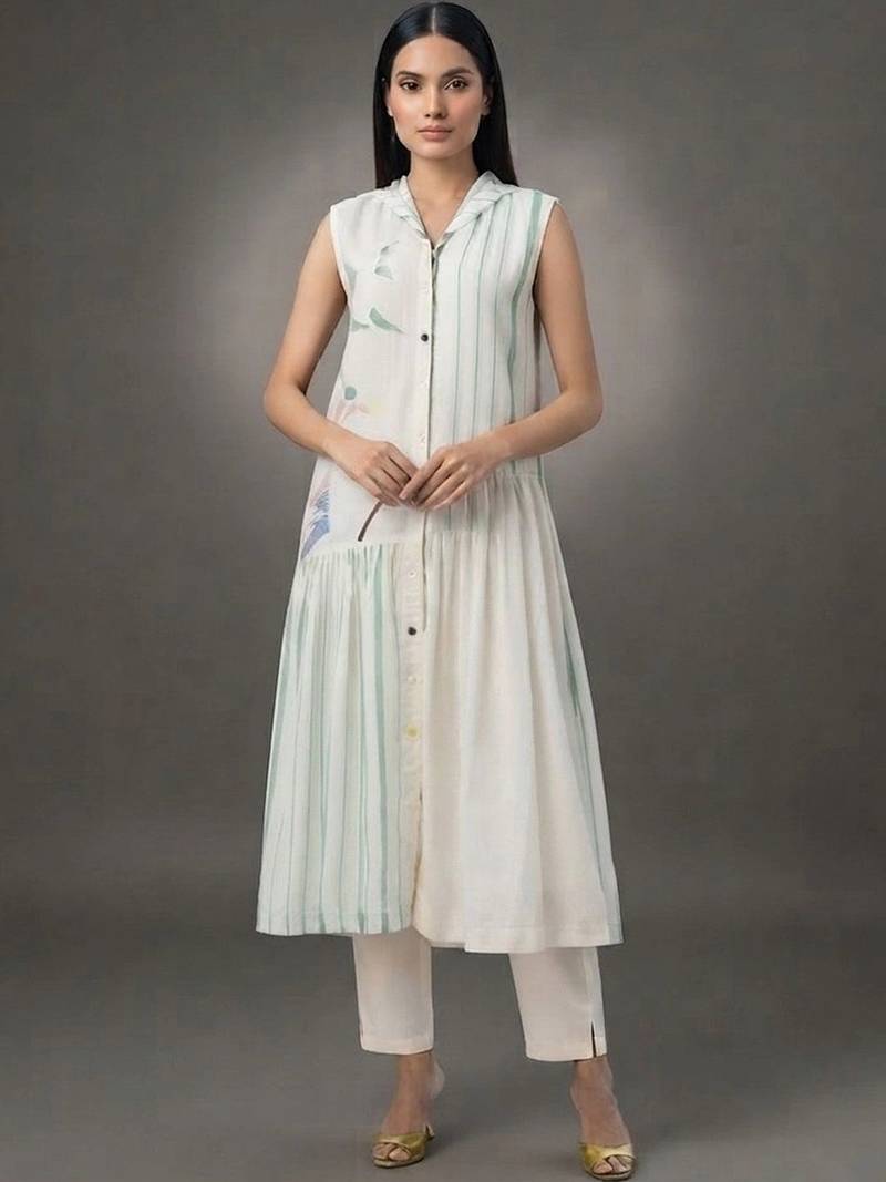 workwear women striped kurta with trousers