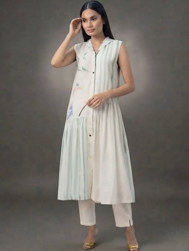 workwear women striped kurta with trousers