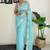 blue floral embroidered sequinned  saree