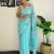 blue floral embroidered sequinned  saree