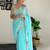 blue floral embroidered sequinned  saree