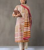 tailored women printed kurta with trousers with dupatta