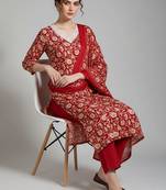 everyday workwear women printed kurta with trousers with dupatta