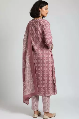 tailored women printed kurta with trousers with dupatta