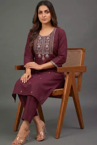 workwear women embroidered kurta with trousers with dupatta