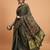 green modal ajrak block zari designer block print sareewith blouse piece