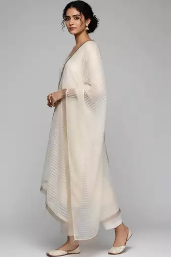 workwear women embroidered kurta with trousers with dupatta