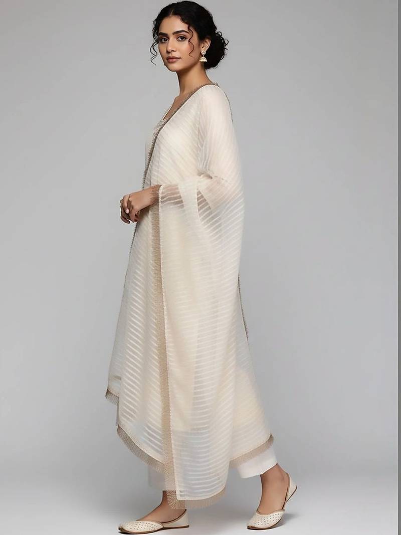 workwear women embroidered kurta with trousers with dupatta