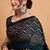 teal women embellished ajrak block print saree