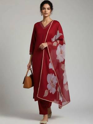 everyday workwear women kurta with trousers with dupatta 1