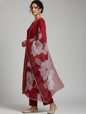 everyday workwear women kurta with trousers with dupatta 4