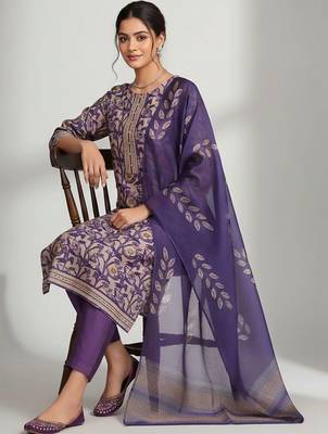 structured women printed kurta with trousers with dupatta 5