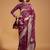 burgundy floral zari poly georgette banarasi saree