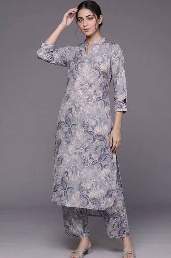 tailored women printed kurta with trousers