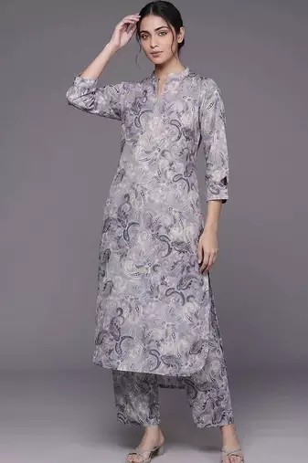 tailored women printed kurta with trousers