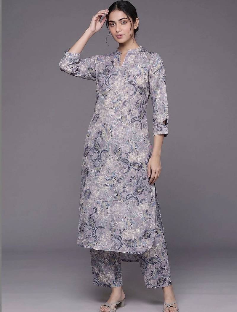 tailored women printed kurta with trousers