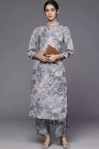 tailored women printed kurta with trousers