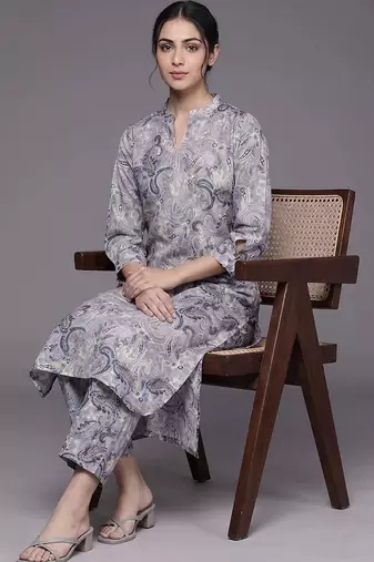 tailored women printed kurta with trousers
