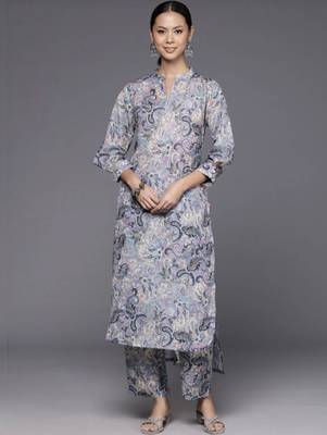 tailored women printed kurta with trousers 7
