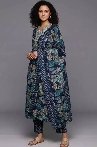 formal women printed kurta with trousers with dupatta
