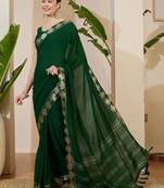 green ethnic motifs zari silk blend mysore silk saree