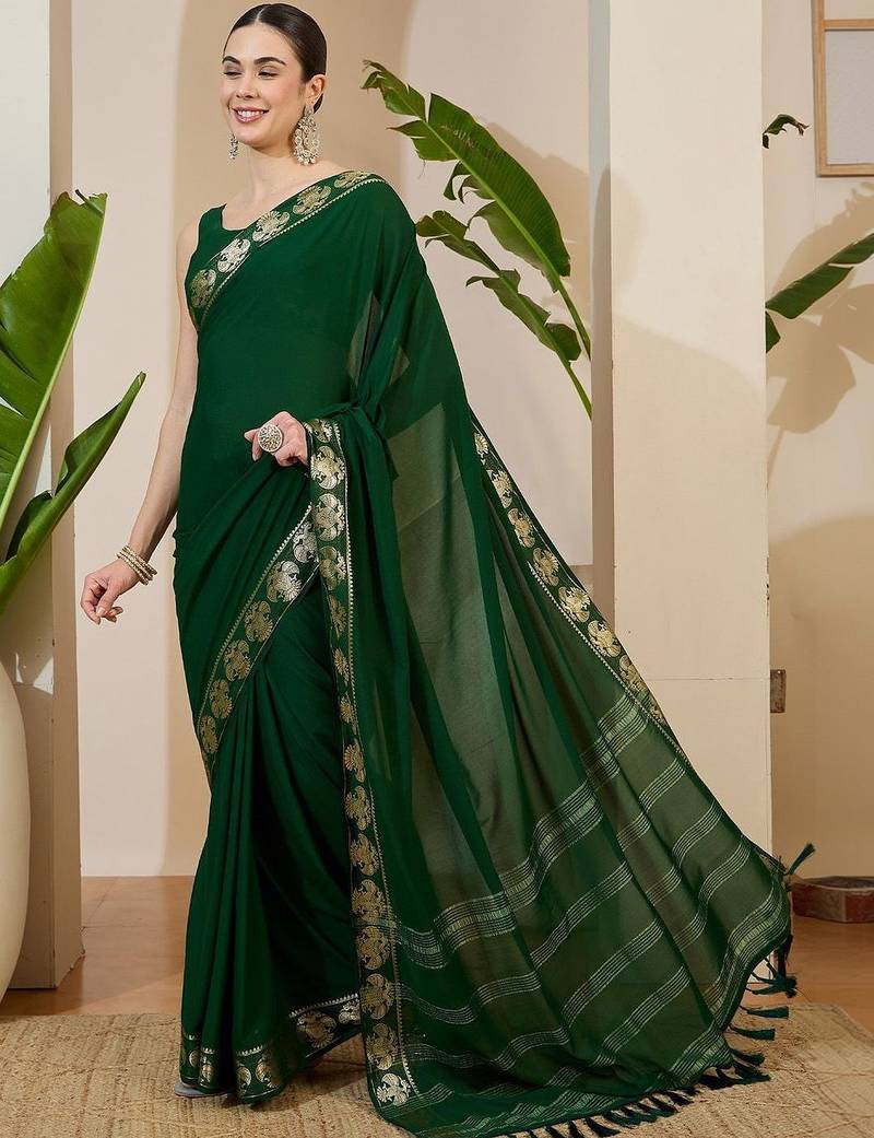 green ethnic motifs zari silk blend mysore silk saree