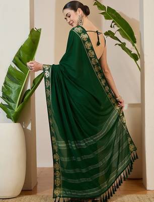 green ethnic motifs zari silk blend mysore silk saree 2