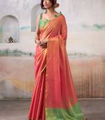 peach zari deatiled tissue saree