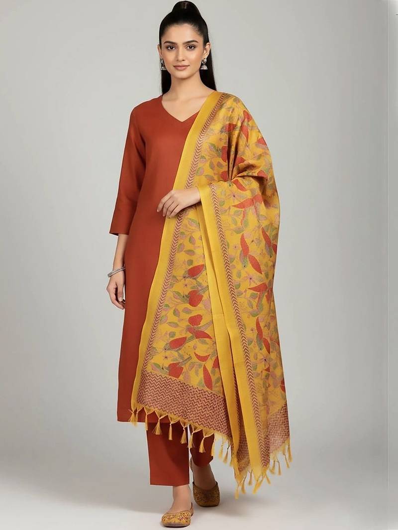 smart women kurta with trousers with dupatta