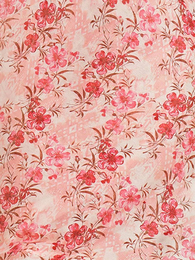 peach floral pure georgette ready to wear saree