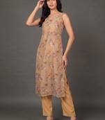 smart women printed kurta with trousers