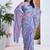 blue floral printed pure georgette ready to wear saree