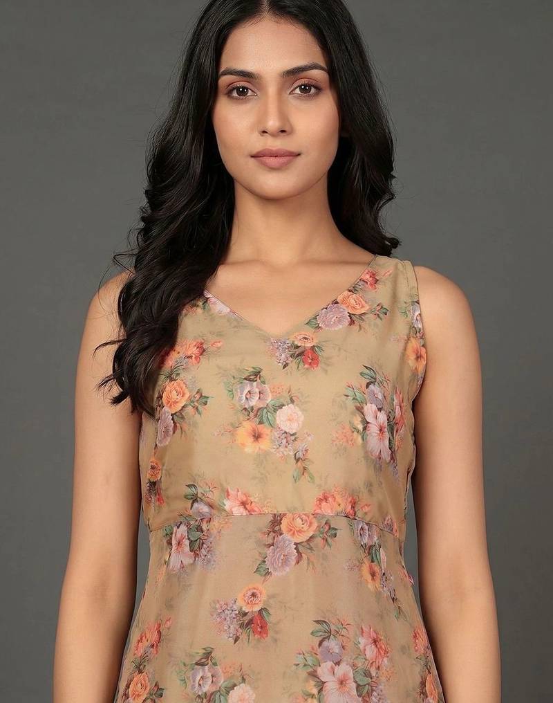 smart women printed kurta with trousers