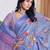 blue floral printed pure georgette ready to wear saree